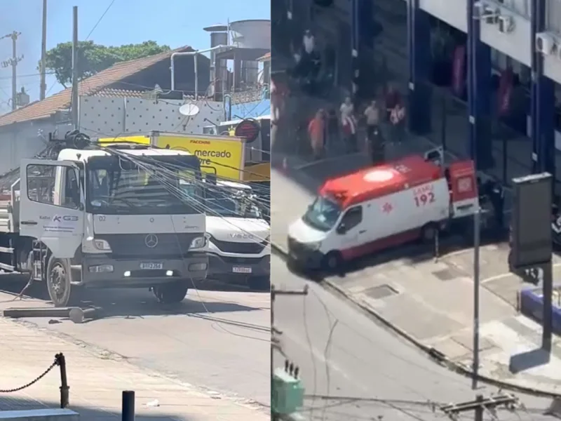 Caminhão derruba cinco postes e deixa homem ferido no Recife