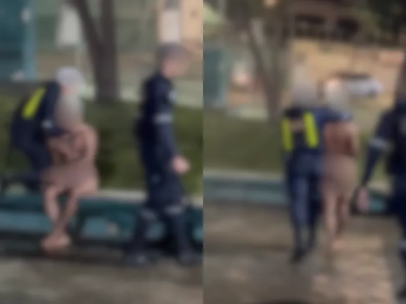 Homem é levado à delegacia após entrar em fonte usando roupa íntima feminina em Bezerros