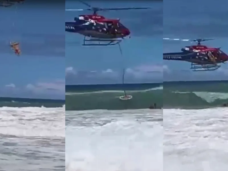 Helicóptero do GTA resgata dois banhistas no litoral de Pernambuco
